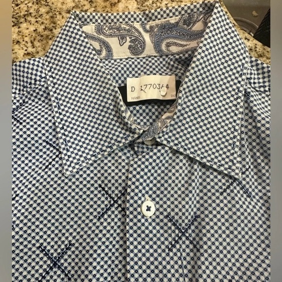 Bugatchi Men’s Large Classic fit long sleeve shirt (fits XL) Blue X Pattern - Picture 3 of 11
